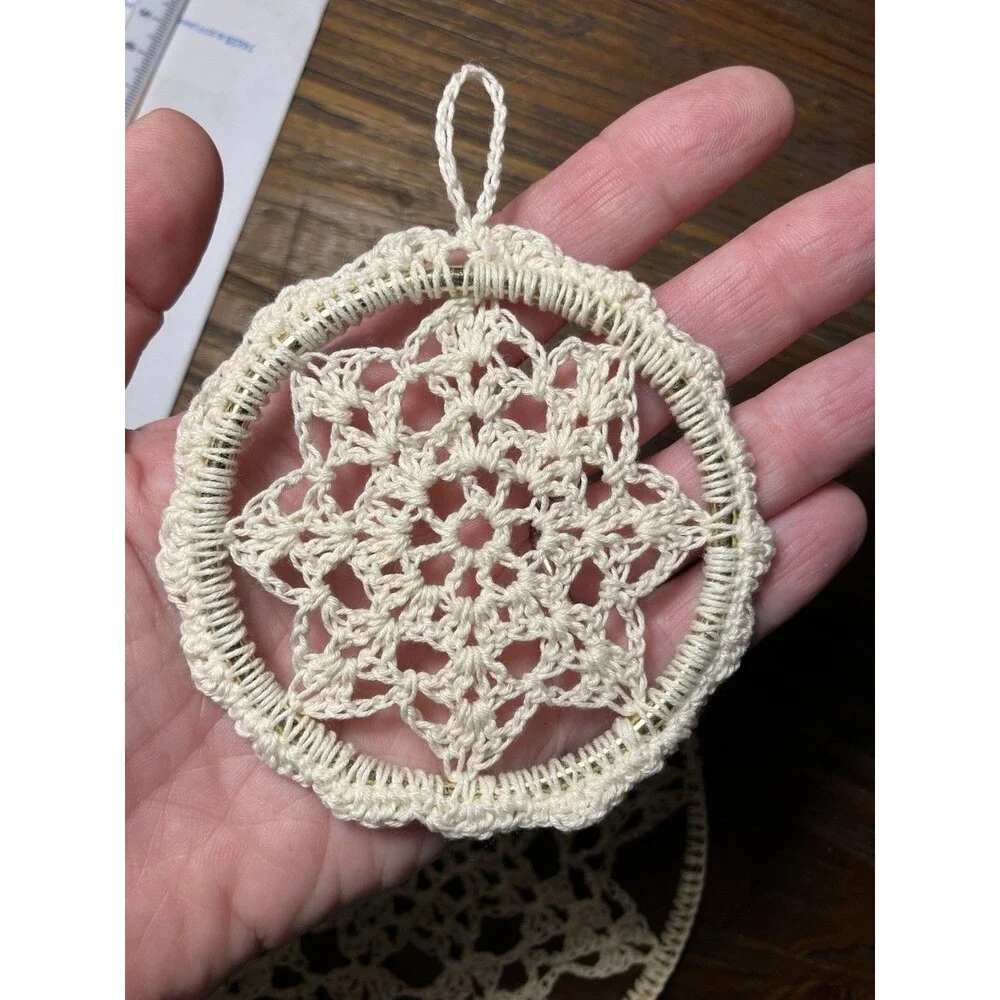 crocheted snowflakes Ornaments Pair